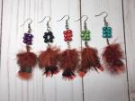 Feather Earrings - Red